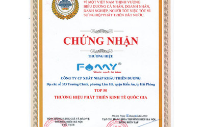 Famy Việt Nam vào Top 50 thương hiệu phát triển kinh tế quốc gia 2020