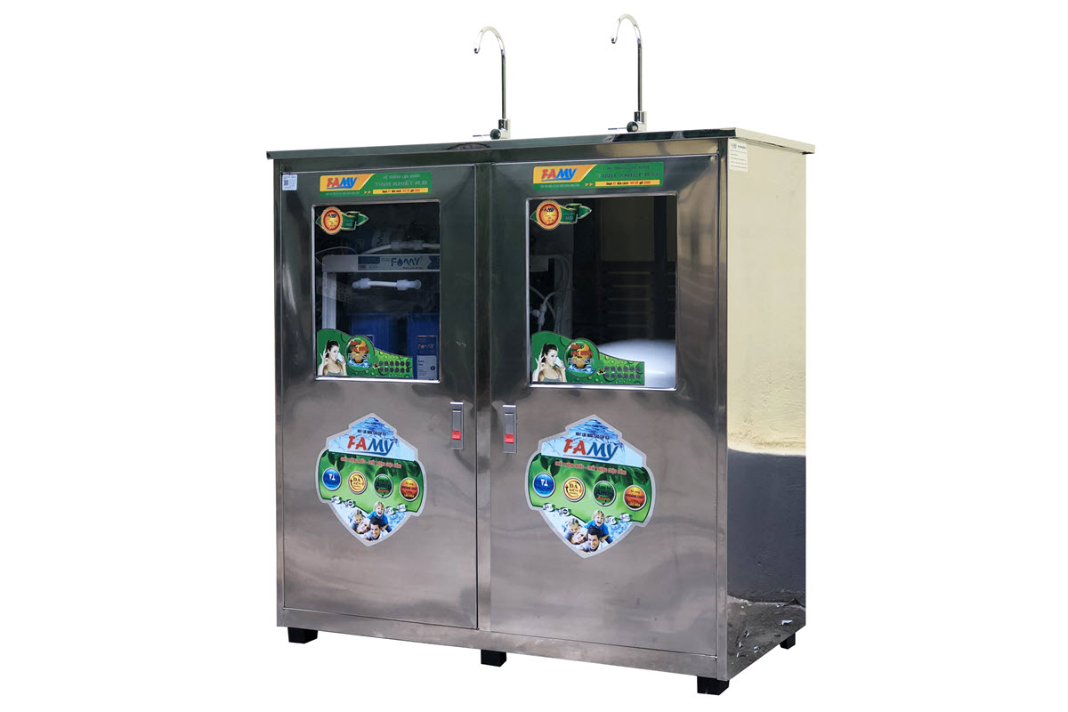 Máy lọc nước bán công nghiệp FAMY FA50, RO 50 lít/giờ tủ đôi 2 vòi (Vỏ cũ)