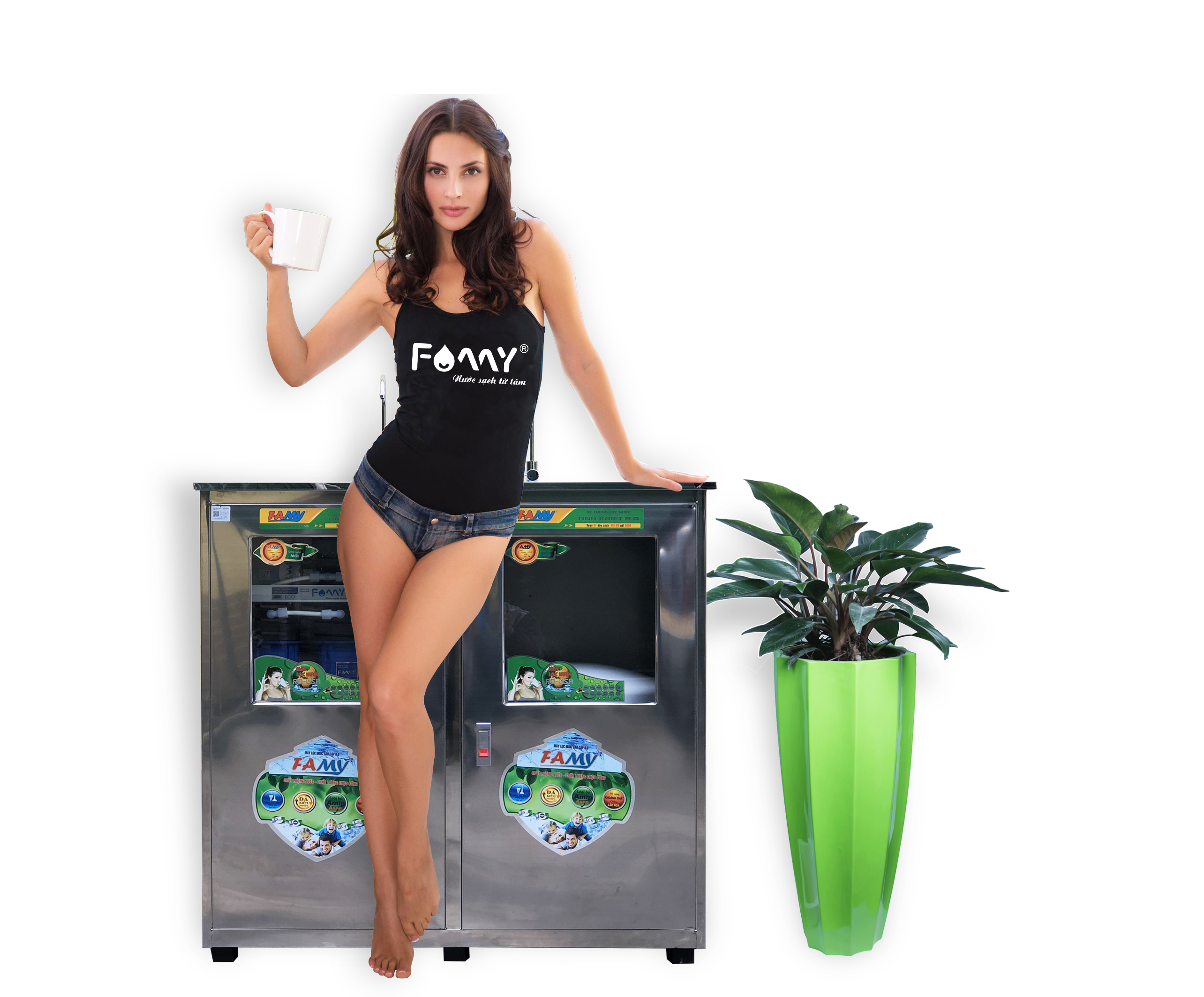 Máy lọc nước bán công nghiệp FAMY FA30, RO 30 lít/giờ tủ đôi 2 vòi (Vỏ cũ)