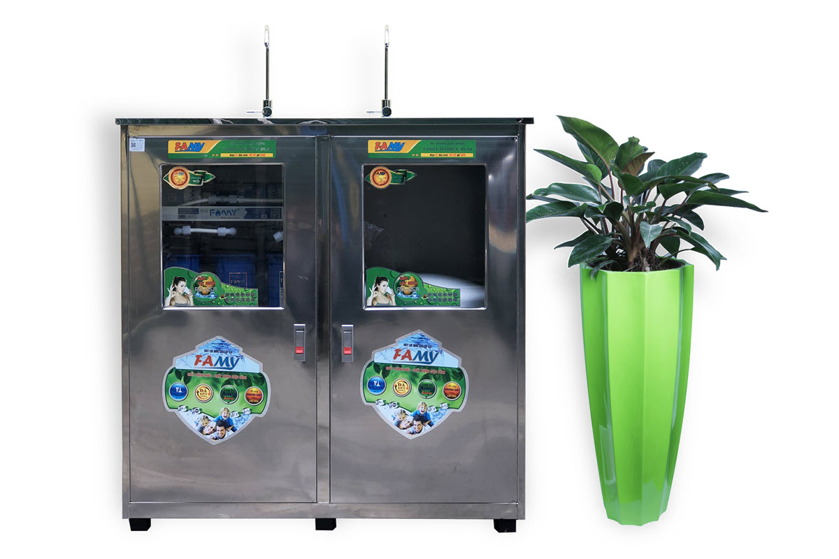 Máy lọc nước bán công nghiệp FAMY FA70, RO 70 lít/giờ tủ đôi 2 vòi (Vỏ cũ)