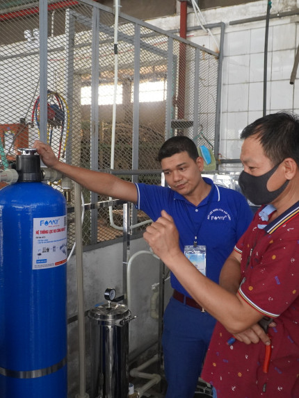 Máy lọc nước công nghiệp RO 1000L/H của Famy tại công ty giày Sao Vàng