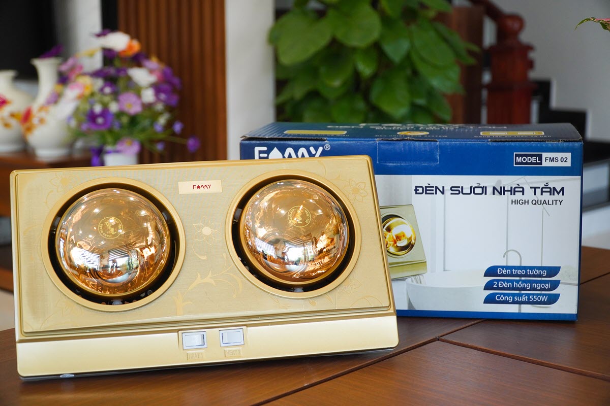 Đèn sưởi phòng tắm 2 bóng Famy FMS-02 siêu tiết kiệm điện