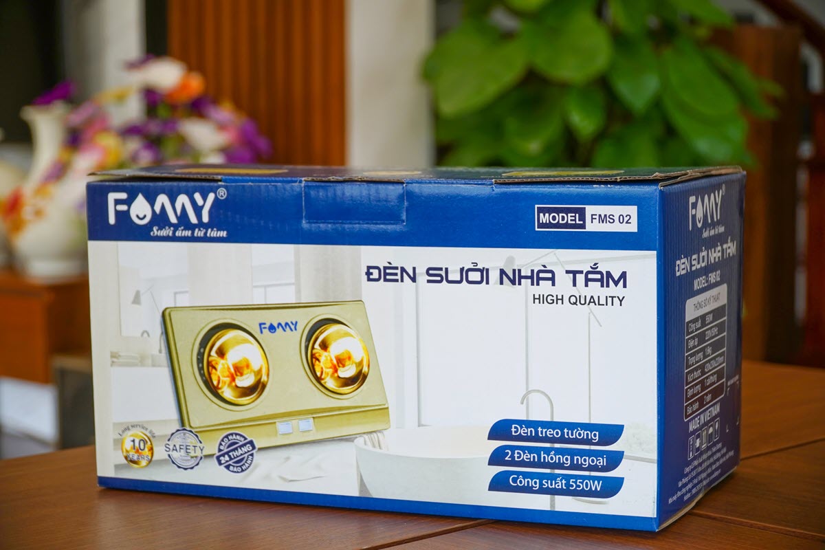 Đèn sưởi phòng tắm 2 bóng Famy FMS-02 siêu tiết kiệm điện