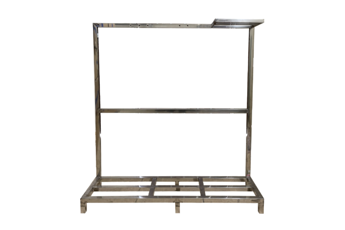 Khung inox đỡ 2 cột lọc tổng