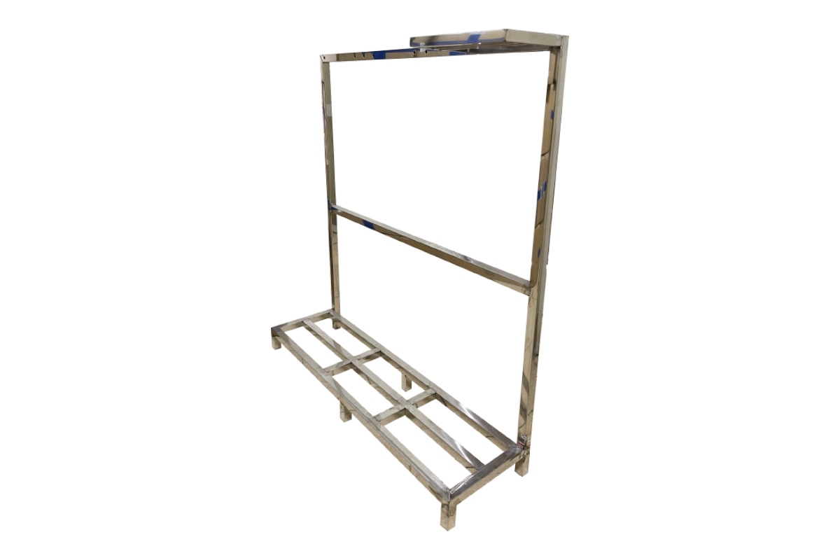 Khung inox đỡ 2 cột lọc tổng